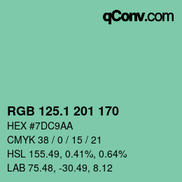 カラーコード: RGB 125.1 201 170 | qconv.com