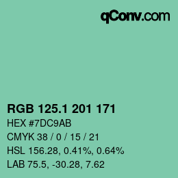 カラーコード: RGB 125.1 201 171 | qconv.com