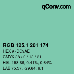 カラーコード: RGB 125.1 201 174 | qconv.com