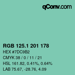 Color code: RGB 125.1 201 178 | qconv.com