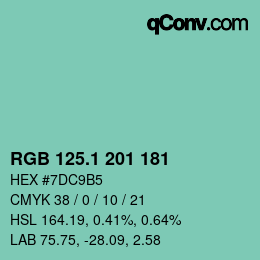 カラーコード: RGB 125.1 201 181 | qconv.com