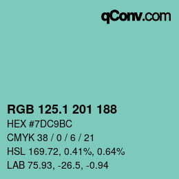 カラーコード: RGB 125.1 201 188 | qconv.com