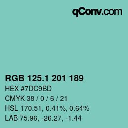 カラーコード: RGB 125.1 201 189 | qconv.com