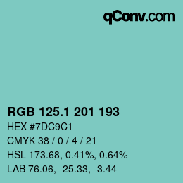 Color code: RGB 125.1 201 193 | qconv.com