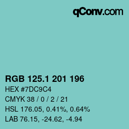 カラーコード: RGB 125.1 201 196 | qconv.com