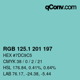 Color code: RGB 125.1 201 197 | qconv.com