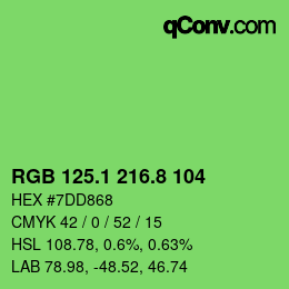 カラーコード: RGB 125.1 216.8 104 | qconv.com