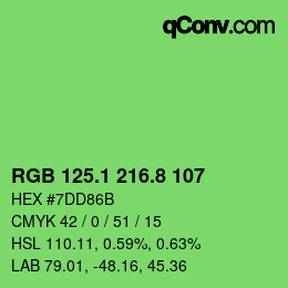 カラーコード: RGB 125.1 216.8 107 | qconv.com