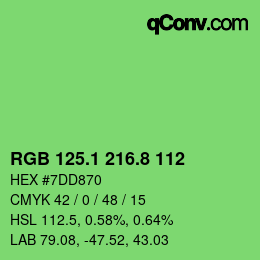 カラーコード: RGB 125.1 216.8 112 | qconv.com