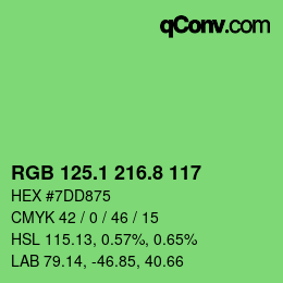 カラーコード: RGB 125.1 216.8 117 | qconv.com