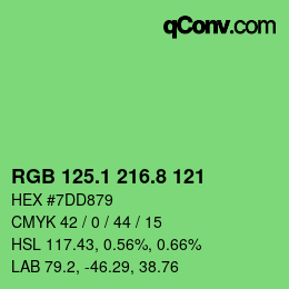 カラーコード: RGB 125.1 216.8 121 | qconv.com