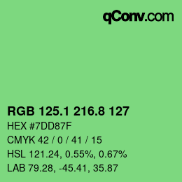 カラーコード: RGB 125.1 216.8 127 | qconv.com