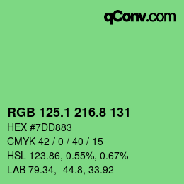 カラーコード: RGB 125.1 216.8 131 | qconv.com