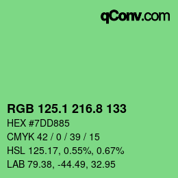 カラーコード: RGB 125.1 216.8 133 | qconv.com