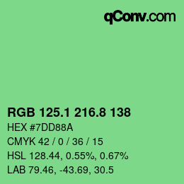カラーコード: RGB 125.1 216.8 138 | qconv.com