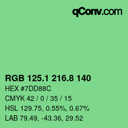 カラーコード: RGB 125.1 216.8 140 | qconv.com