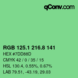カラーコード: RGB 125.1 216.8 141 | qconv.com