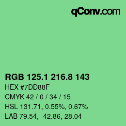 カラーコード: RGB 125.1 216.8 143 | qconv.com