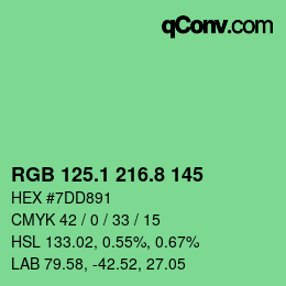 カラーコード: RGB 125.1 216.8 145 | qconv.com