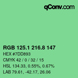カラーコード: RGB 125.1 216.8 147 | qconv.com