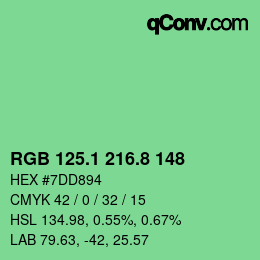 カラーコード: RGB 125.1 216.8 148 | qconv.com