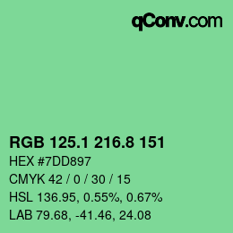 カラーコード: RGB 125.1 216.8 151 | qconv.com
