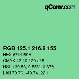 カラーコード: RGB 125.1 216.8 155 | qconv.com