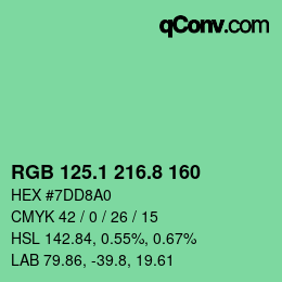 カラーコード: RGB 125.1 216.8 160 | qconv.com
