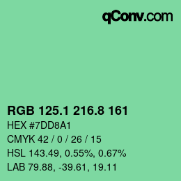 カラーコード: RGB 125.1 216.8 161 | qconv.com