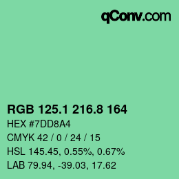 カラーコード: RGB 125.1 216.8 164 | qconv.com