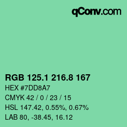 カラーコード: RGB 125.1 216.8 167 | qconv.com