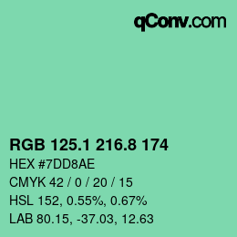 カラーコード: RGB 125.1 216.8 174 | qconv.com