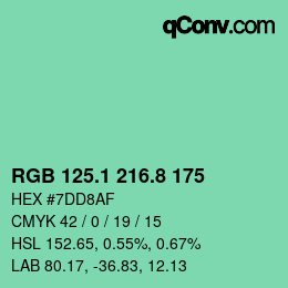 カラーコード: RGB 125.1 216.8 175 | qconv.com