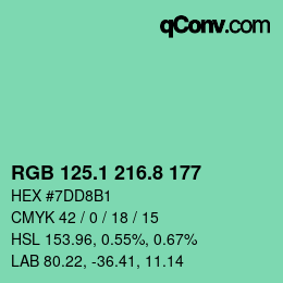 カラーコード: RGB 125.1 216.8 177 | qconv.com