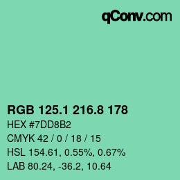 カラーコード: RGB 125.1 216.8 178 | qconv.com