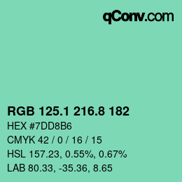 Color code: RGB 125.1 216.8 182 | qconv.com