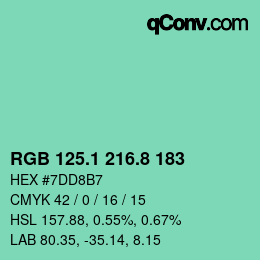 カラーコード: RGB 125.1 216.8 183 | qconv.com