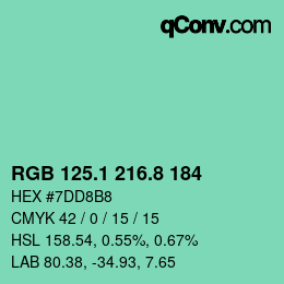 カラーコード: RGB 125.1 216.8 184 | qconv.com