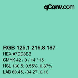 Color code: RGB 125.1 216.8 187 | qconv.com