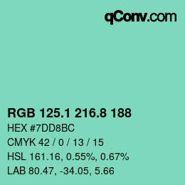 カラーコード: RGB 125.1 216.8 188 | qconv.com