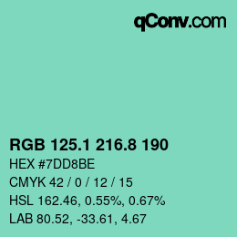 カラーコード: RGB 125.1 216.8 190 | qconv.com