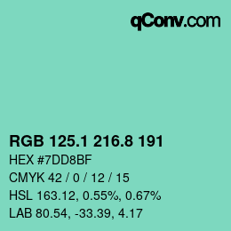 カラーコード: RGB 125.1 216.8 191 | qconv.com