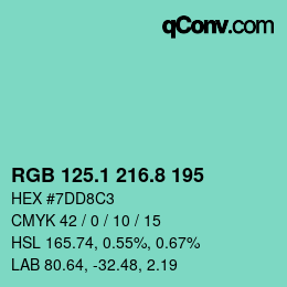 カラーコード: RGB 125.1 216.8 195 | qconv.com