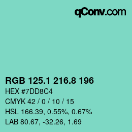 Color code: RGB 125.1 216.8 196 | qconv.com