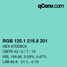 Color code: RGB 125.1 216.8 201 | qconv.com