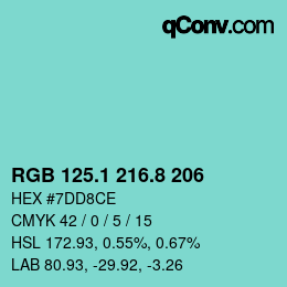 Color code: RGB 125.1 216.8 206 | qconv.com