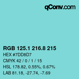 Color code: RGB 125.1 216.8 215 | qconv.com