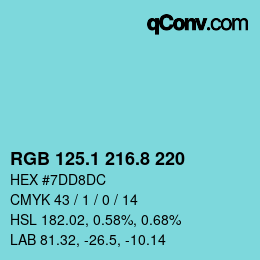 Color code: RGB 125.1 216.8 220 | qconv.com