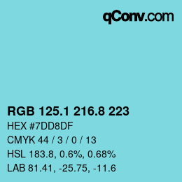 カラーコード: RGB 125.1 216.8 223 | qconv.com