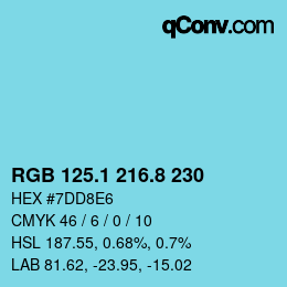 Código de color: RGB 125.1 216.8 230 | qconv.com